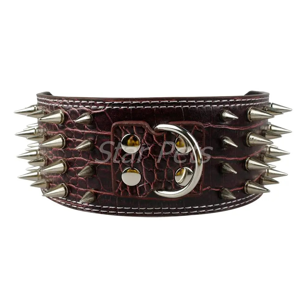 spiked leather collar Wide Leather Collar WLP Company