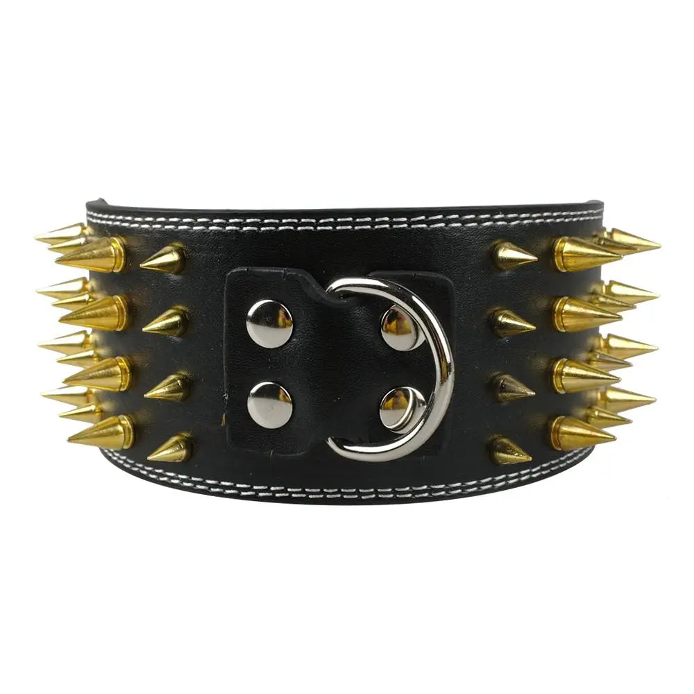 spiked leather collar Wide Leather Collar WLP Company