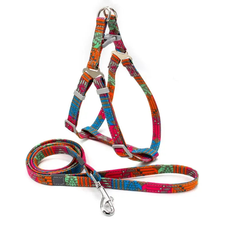 dog harness Boho Print Harness with Leash WLP Company