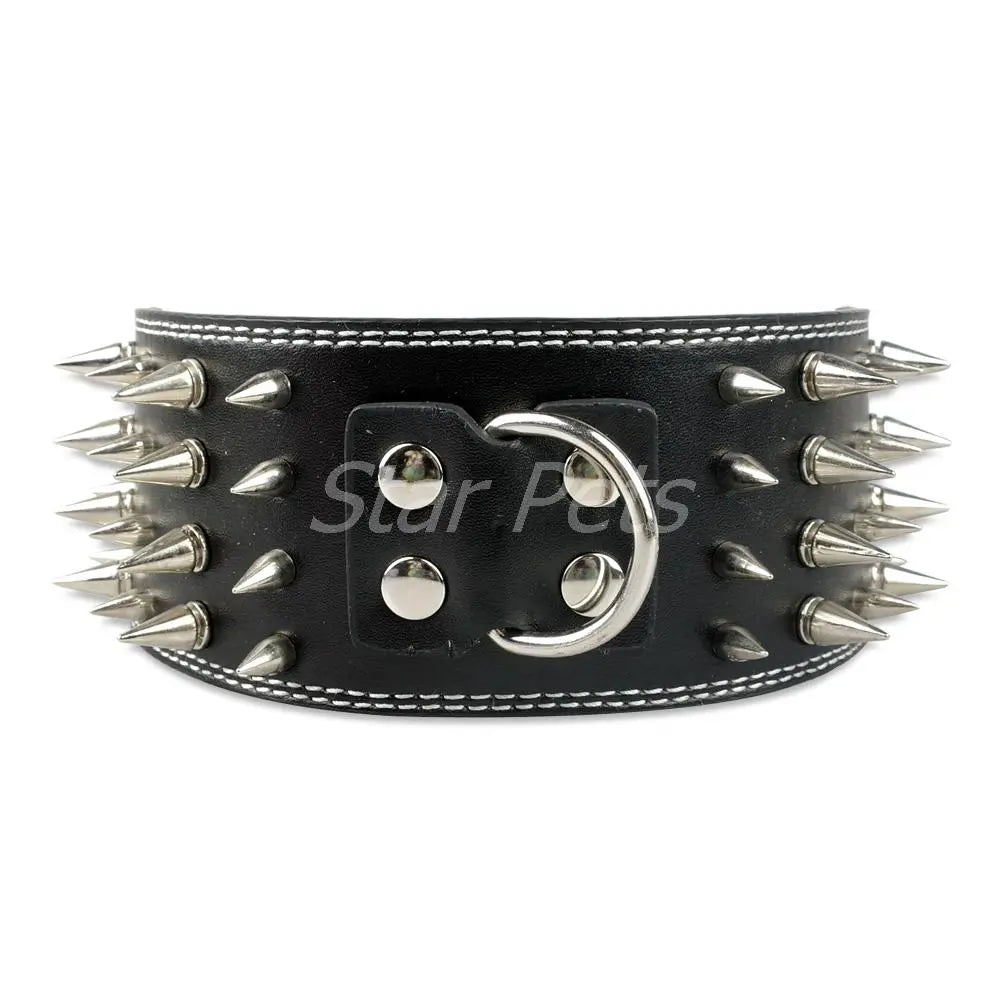 spiked leather collar Wide Leather Collar WLP Company