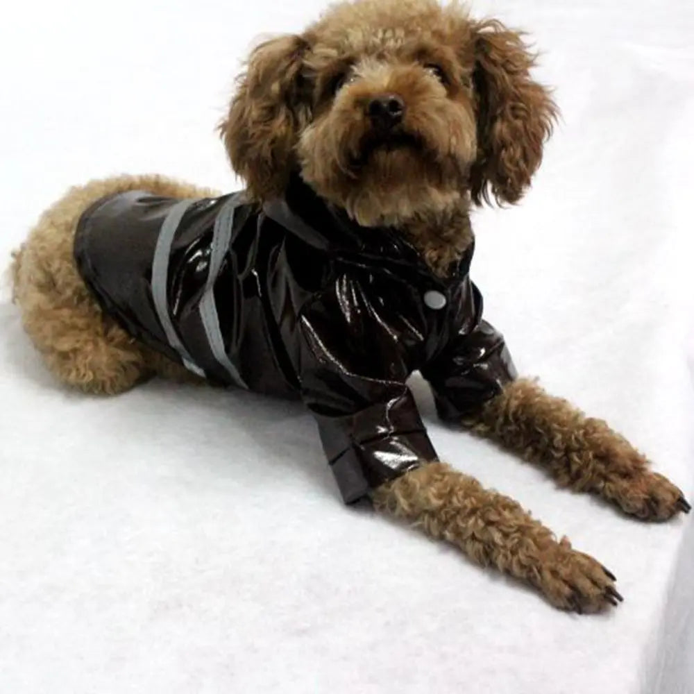 Glossy Leather Waterproof Dog Raincoat - Premium Weather Protection WLP Company
