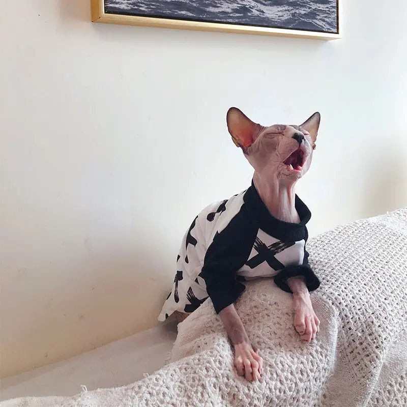 Stylish Cotton Printed Sweater with Necklace for Cats - Fashion Forward Feline Wear WLP Company