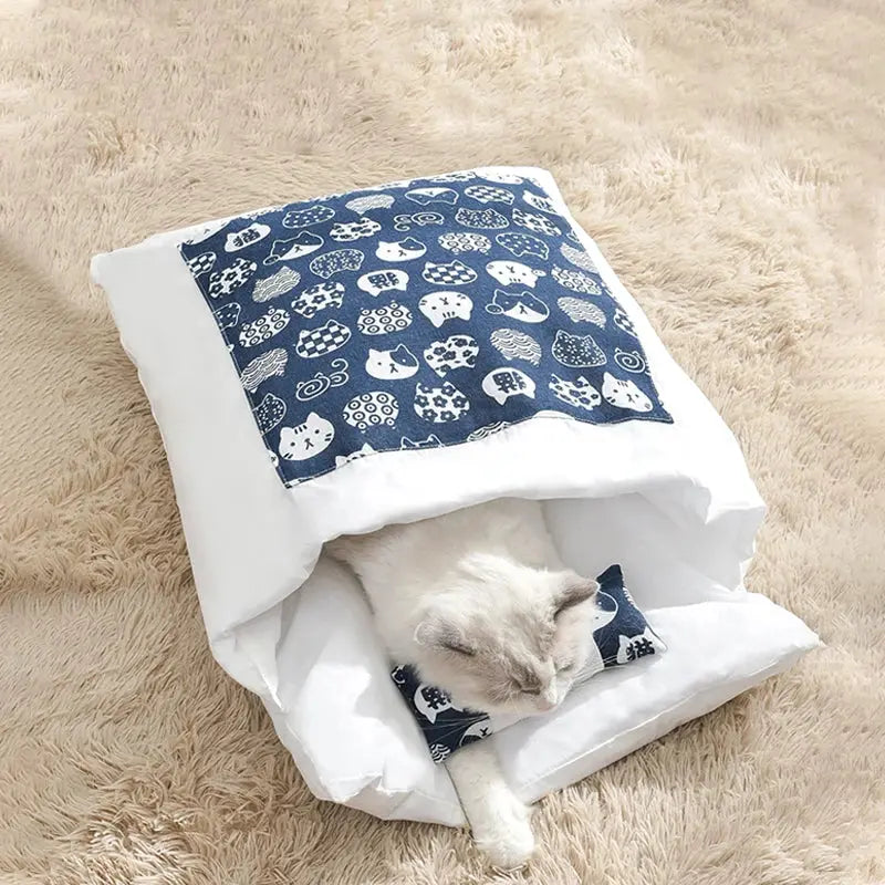 Removable Dog Cat Sleeping Bag - 2-in-1 Cave Bed & Mat Winter Warm WLP Company