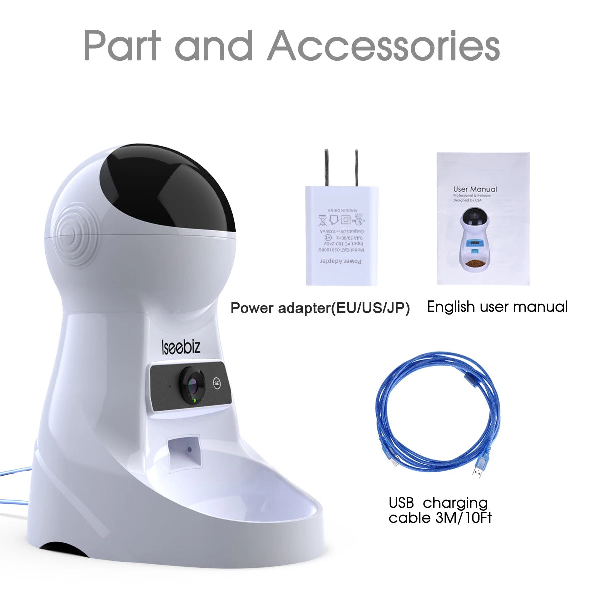 Iseebiz 3L Automatic Pet Feeder With Voice Record - Smart Feeding Solution