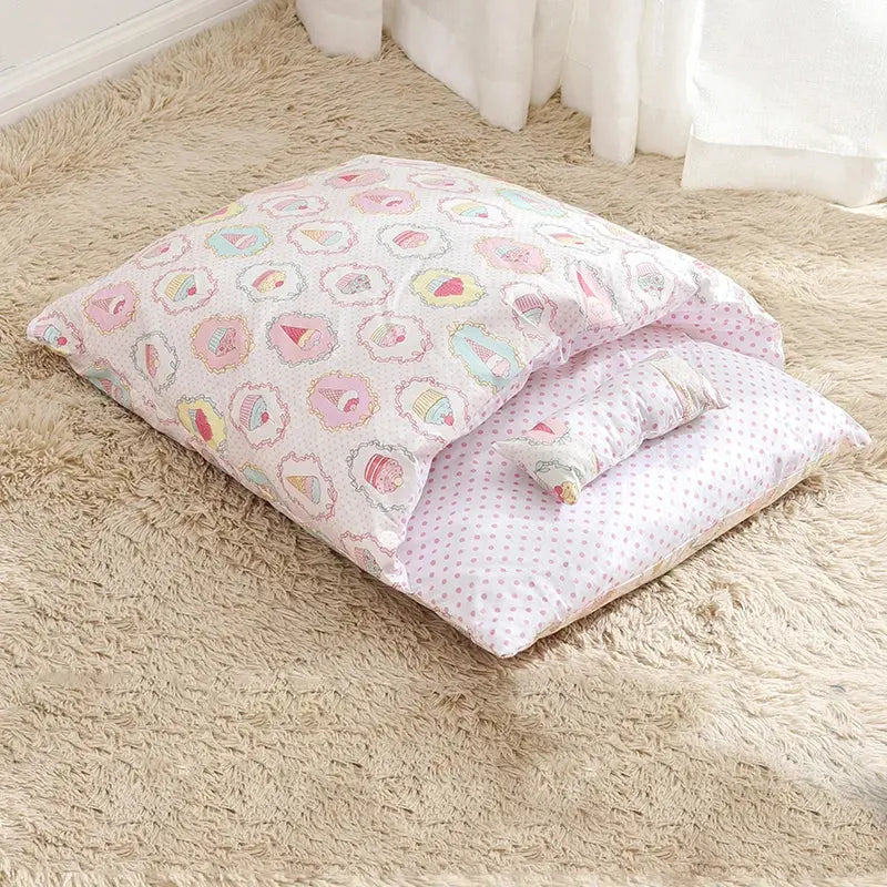 Removable Dog Cat Sleeping Bag - 2-in-1 Cave Bed & Mat Winter Warm WLP Company