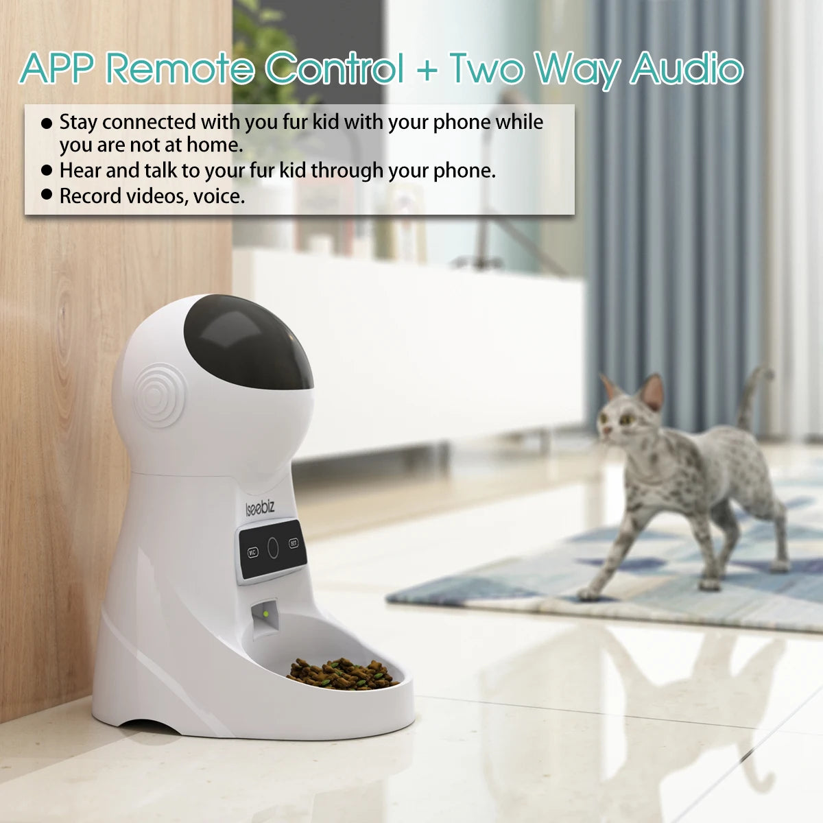 Iseebiz 3L Automatic Pet Feeder With Voice Record - Smart Feeding Solution