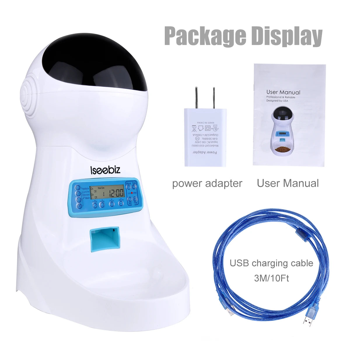 Iseebiz 3L Automatic Pet Feeder With Voice Record - Smart Feeding Solution