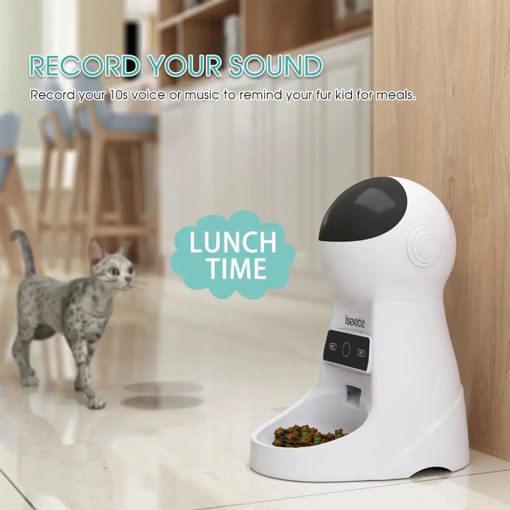 Iseebiz 3L Automatic Pet Feeder With Voice Record - Smart Feeding Solution