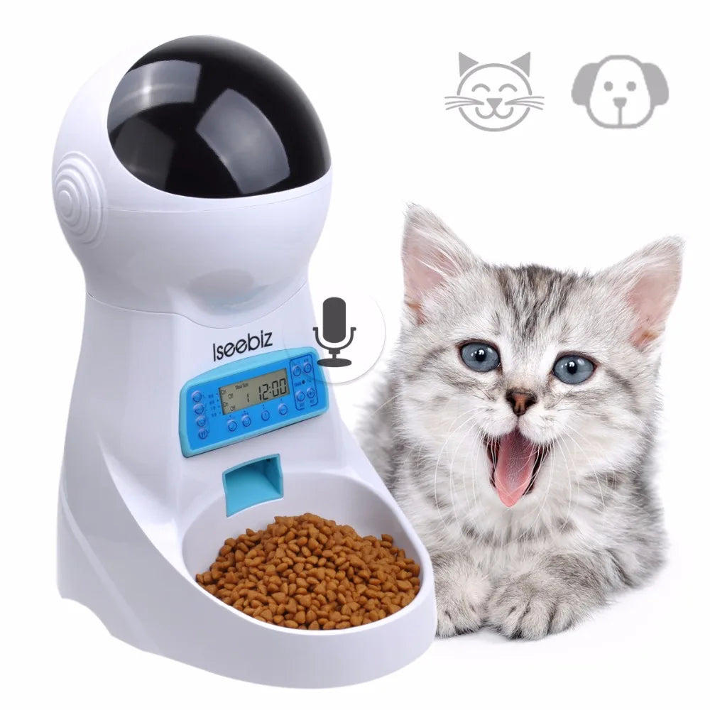 Iseebiz 3L Automatic Pet Feeder With Voice Record - Smart Feeding Solution