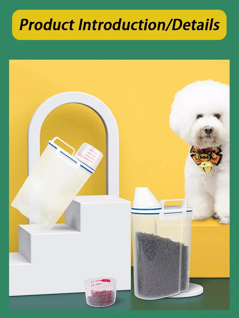 dog food storage Pail Plastic Storage Tank with Measuring Cup Container Moisture-proof Sealed Jar Pet Supplies Accessories WLP Company