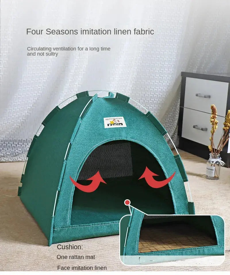 Foldable Cat House Pet Tent Four Seasons Universal Cat and Dog Pet Nest Summer Cool Mat Outdoor Portable Foldable Breathable WLP Company