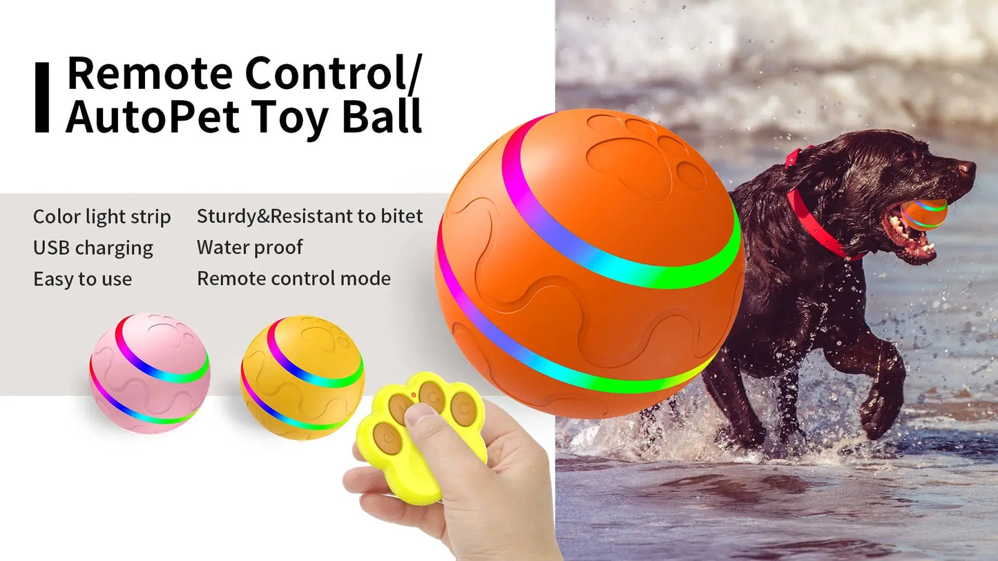 interactive pet toy Smart Interactive Pet Ball Remote Control Flashing Rolling Jumping Rotating Waterproof Dog Chew Toy Ball for Aggressive Chewers WLP Company