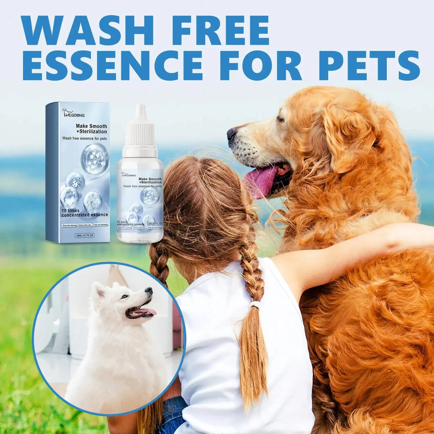 Pet Wash Free Essence Dog Body Wash Hair Softening Removing Dirts Mites Deodorizing Reduce Itching Moisturizing Puppy Shampoo WLP Company