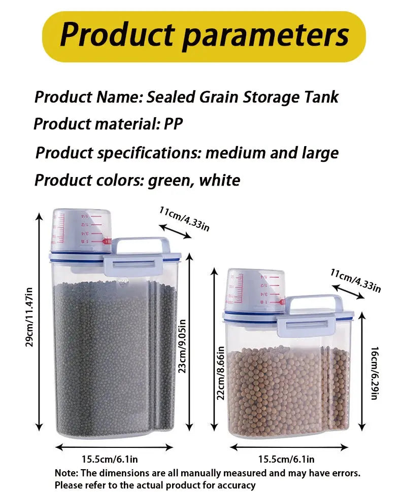 dog food storage Pail Plastic Storage Tank with Measuring Cup Container Moisture-proof Sealed Jar Pet Supplies Accessories WLP Company
