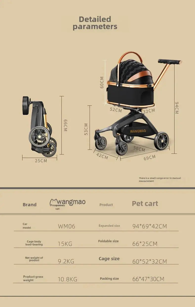 Luxury Dog Stroller Artifact Car Portable Split Folding Small Pet Cart Pet Stroller Dog Trolley Stroller for Cat WLP Company