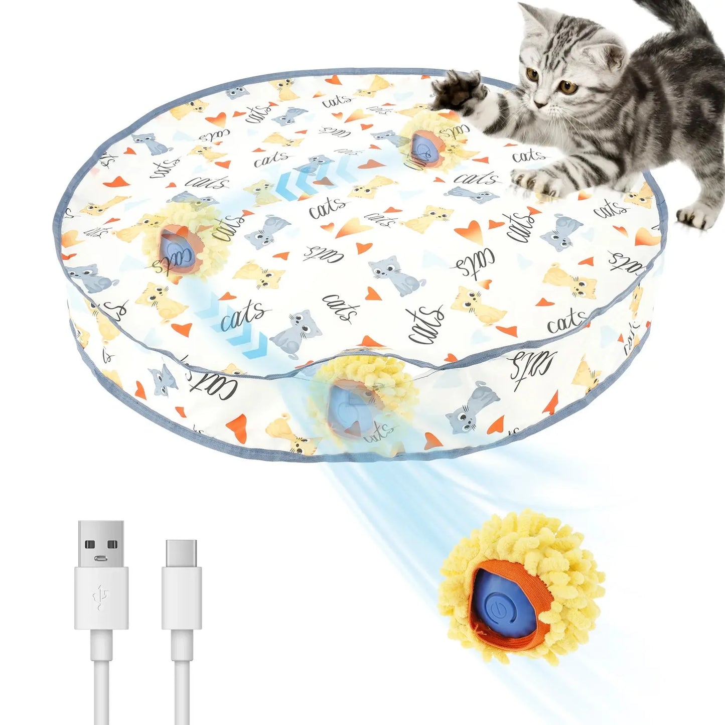 cat toy Cat Interactive Toy Ball in Pouch Fast Rolling Hide Automatic Moving Bouncing Pet Smart Toy Interactive Kitten Indoor Ball WLP Company