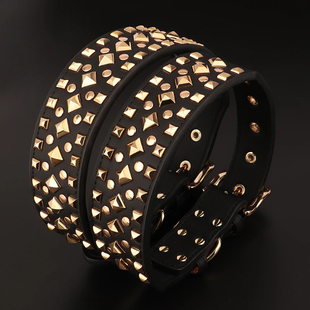 2" Wide Sharp Cool Spiked and Studded Leather Dog Collar