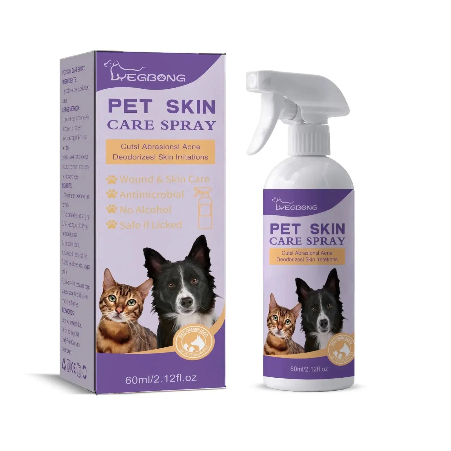 Cat Skin Care Spray Pet Flea Mite Eliminator Dog Itchy Skin Treatment Pet Wound Repair Cat Hair Regrowth Dog Hair Repair Serum WLP Company