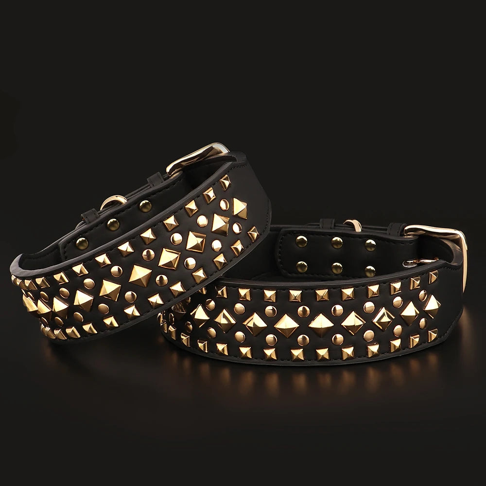 2" Wide Sharp Cool Spiked and Studded Leather Dog Collar