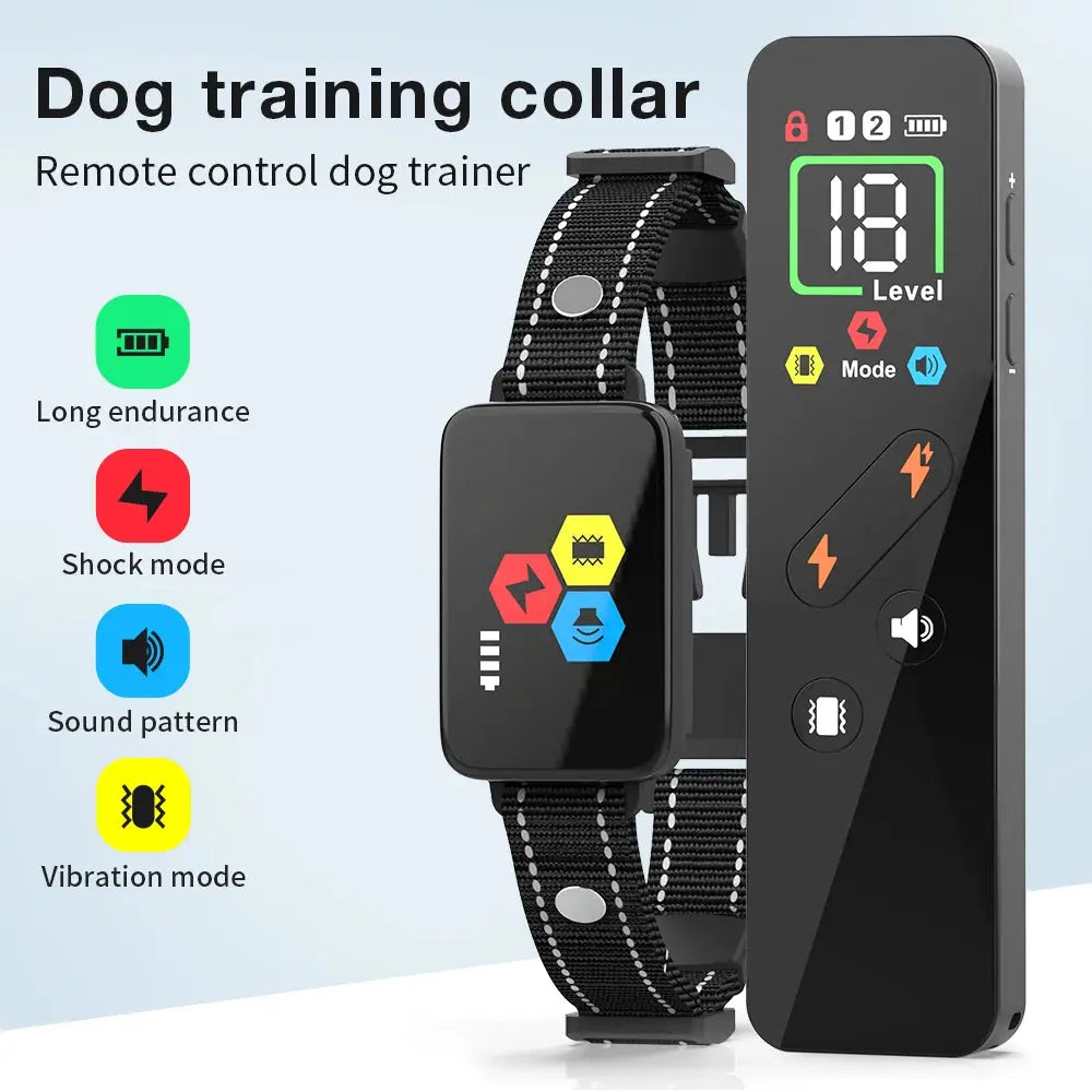 New D25T Dog Training Collar Color Screen Remote Control Dog Trainer Shock Vibration Stop Barking Collar for All Size Dogs WLP Company