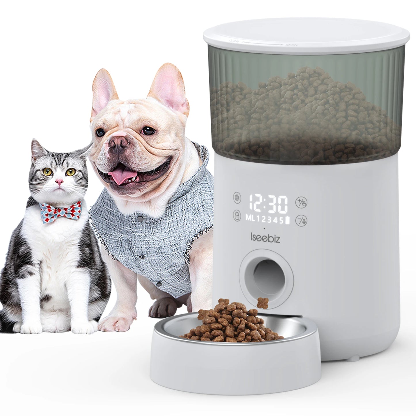 Iseebiz 3L Automatic Pet Feeder With Voice Record - Smart Feeding Solution