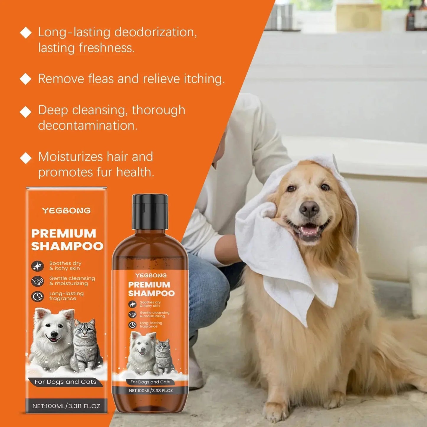 Natural Pet Shampoo for Dogs & Cats, Coconut Oil Derivative Formula WLP Company