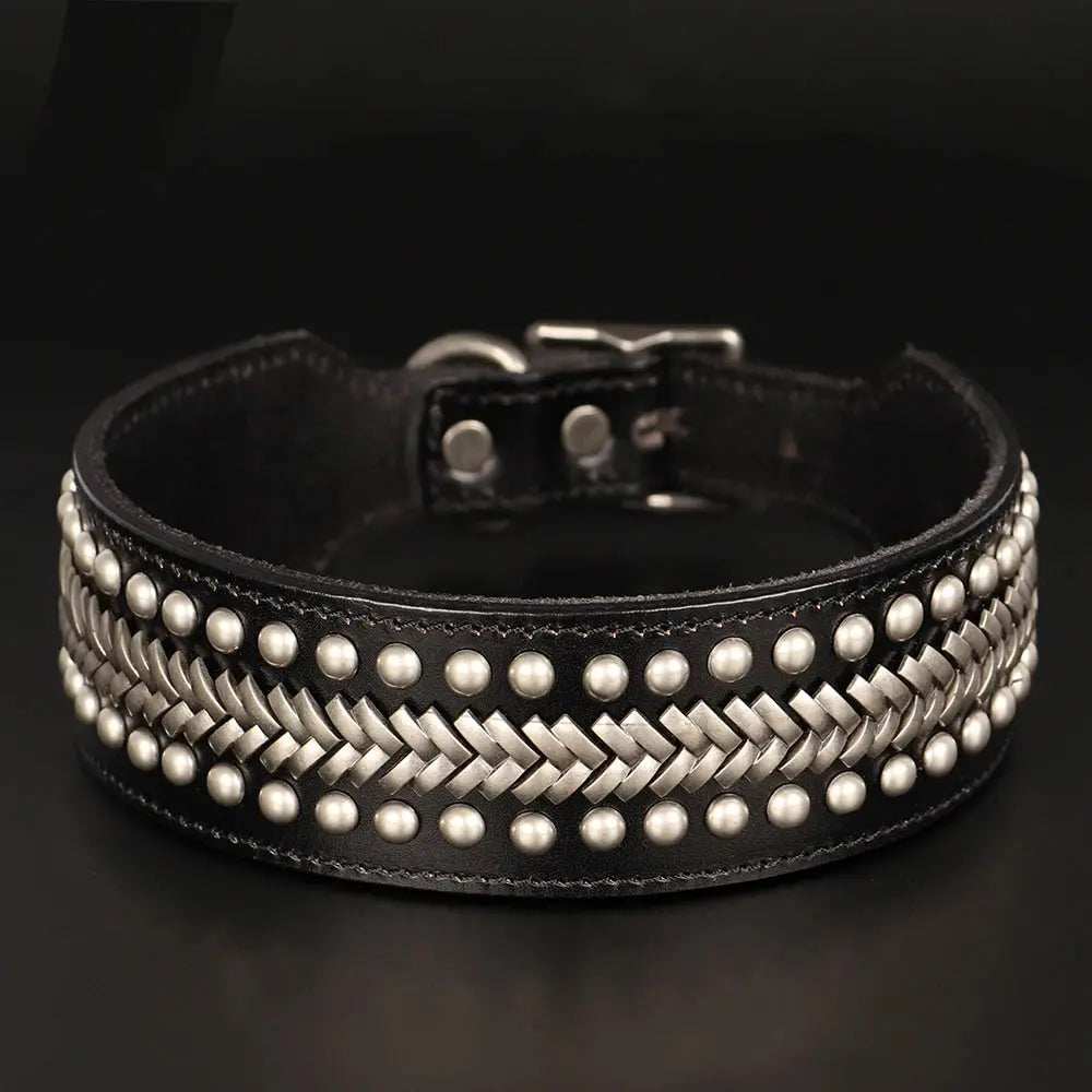luxury dog collar 2inch Wide Luxury Genuine Leather Dog Collar WLP Company