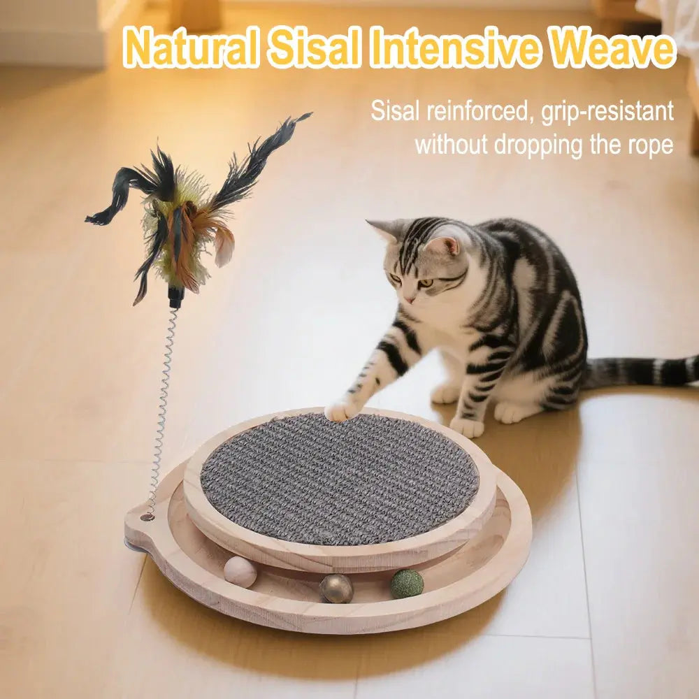 Cat Scratcher Cat Natural Sisal Scratching Pad Kitten Interactive Toy with Ball Track Ball for Chasing Hunting Mental Physical WLP Company