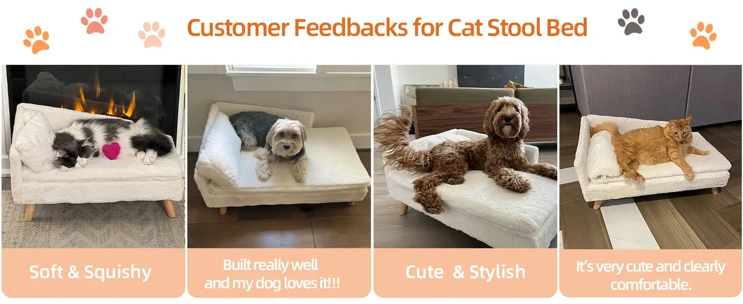 luxury dog sofa Luxury Elevated Dog Sofa Bed with Backrest Plush Cushion Wooden Legs WLP Company