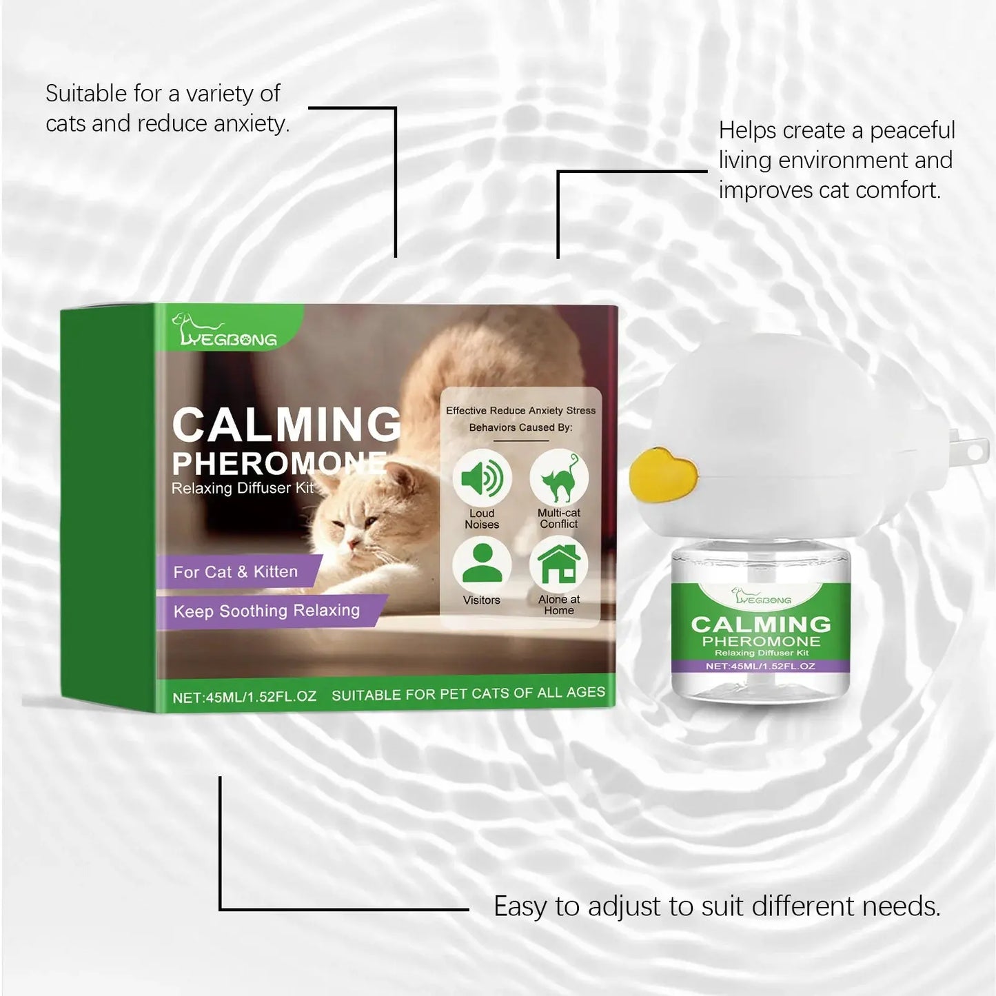 Cat Calming Diffuser Cat Pheromone Plug-In Relaxants Prevent Howling Pet Dogs Anti-Anxiety Reduces Anxiety Cat Calming Liquid WLP Company