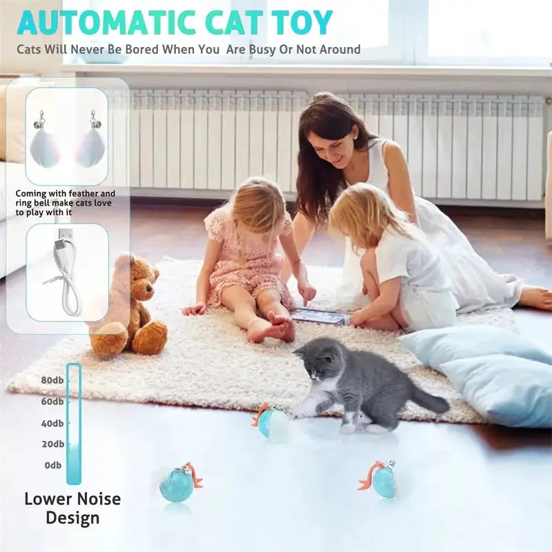 Cat Toys, Turbo Tail Popper Cat Toy 2-Speed Interactive Turbo Tail Mouse Cat Ball Toy Touch Control and Sound Control Smart Star WLP Company