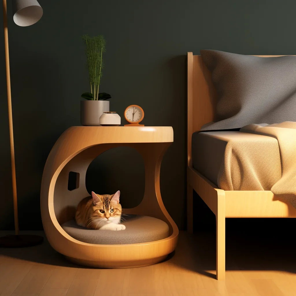 Warm Semi-Enclosed Cat House - Coffee Table Bedside Array Cabinet
