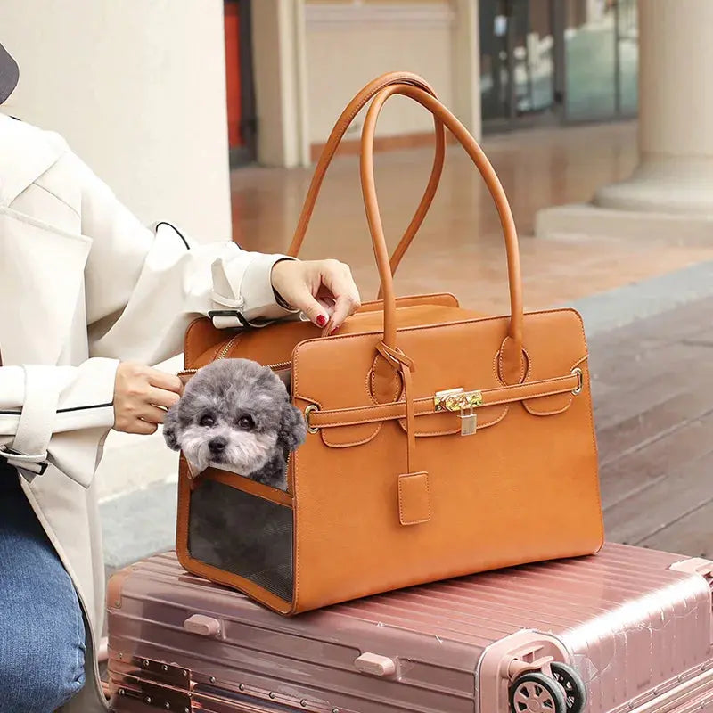 luxury pet carrier Fashion Leather Pet Carrier Bag, Breathable WLP Company