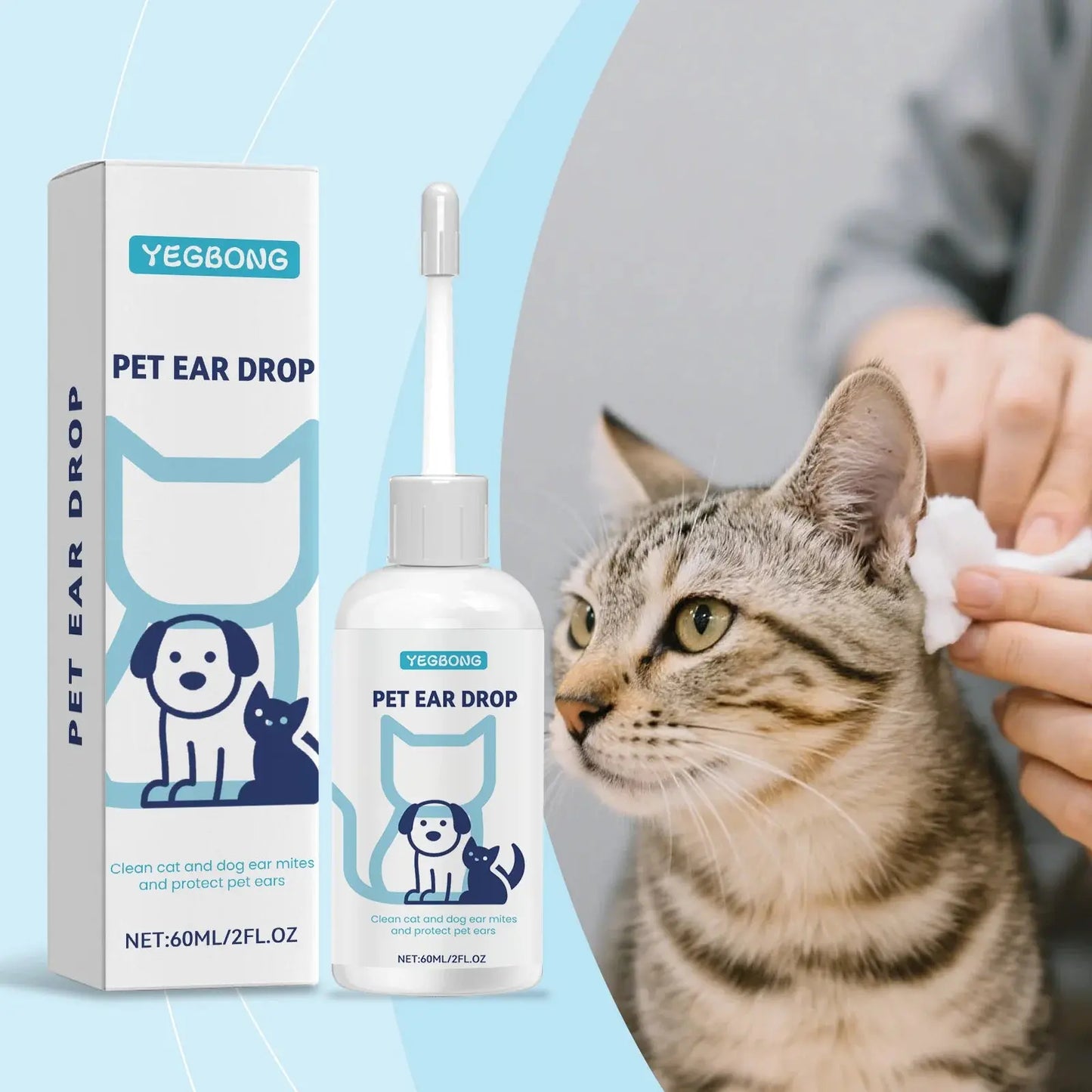 Pet Ear Drops - 60ml Gentle Cleaner for Cats & Dogs, Remove Ear Wax, Soothe & Nourish Ears, Universal Ear Care Solution WLP Company