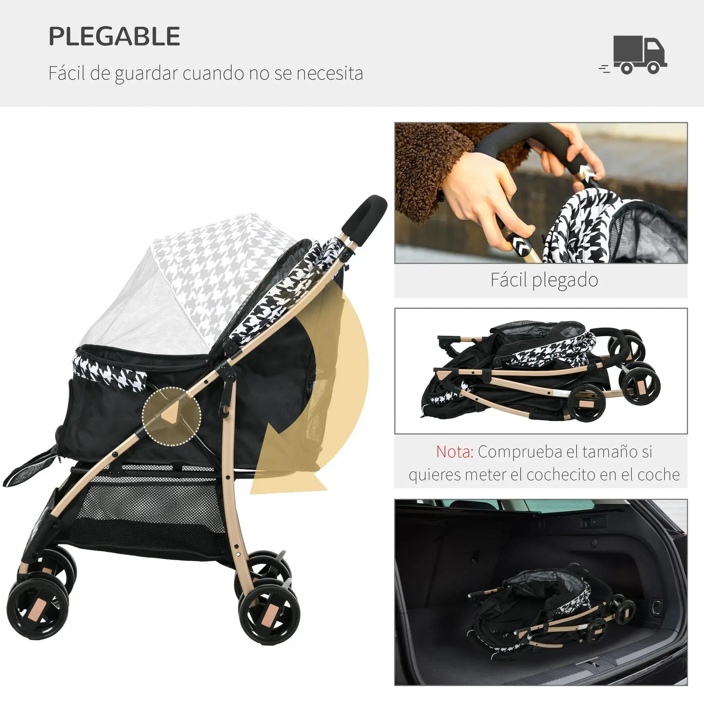 Pawhut Foldable Dog Stroller with 2 Doors 80X44.5X97 cm Black WLP Company