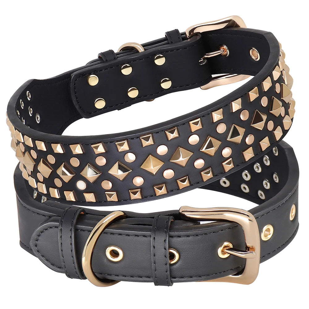2" Wide Sharp Cool Spiked and Studded Leather Dog Collar