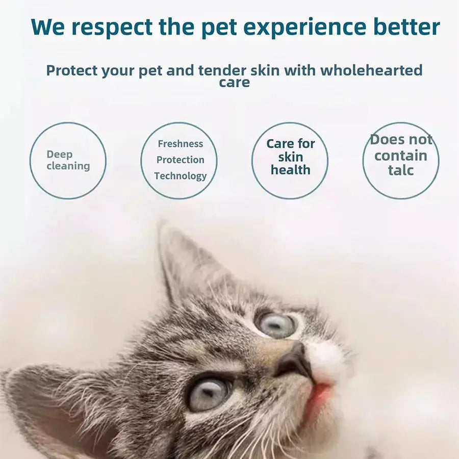 PETCLEAR 360g Pet Dry Shampoo Cleaning Powder Dog Cat Waterless Bath Powder Dog Odor Deodorizer Plant-Based Pet Cleaning Powder WLP Company