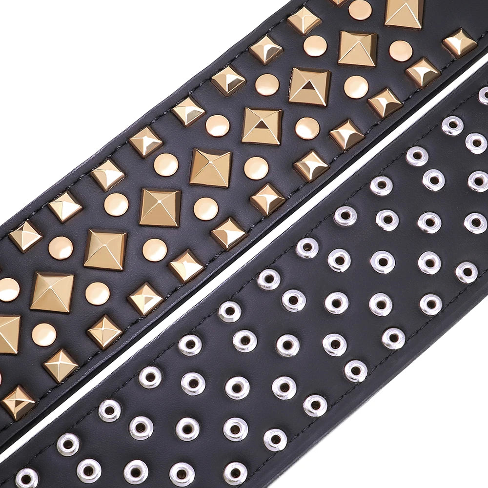 2" Wide Sharp Cool Spiked and Studded Leather Dog Collar