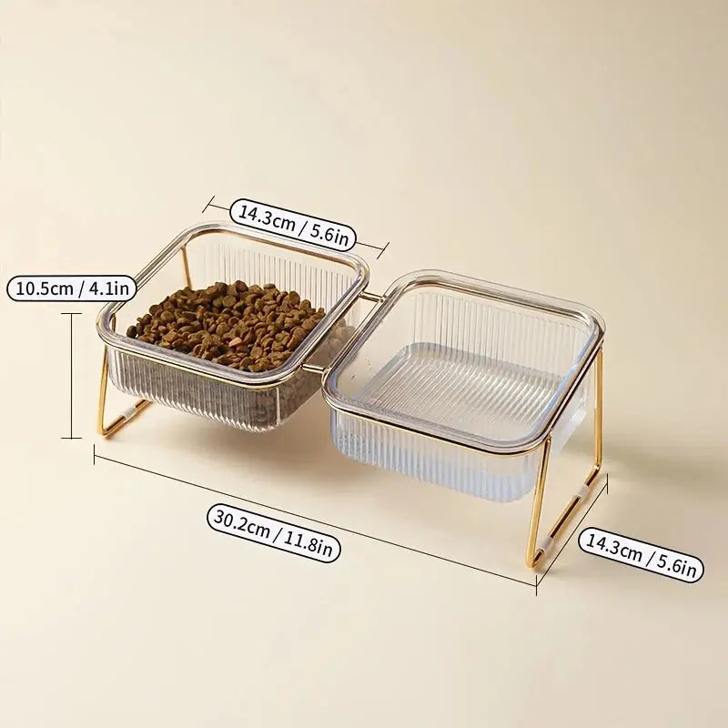 transparent cat bowl Transparent Double Cat Bowl with Vertical Design for Easy Feeding WLP Company
