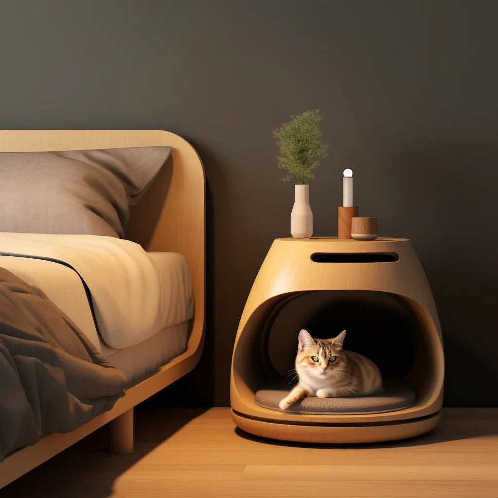 Warm Semi-Enclosed Cat House - Coffee Table Bedside Array Cabinet
