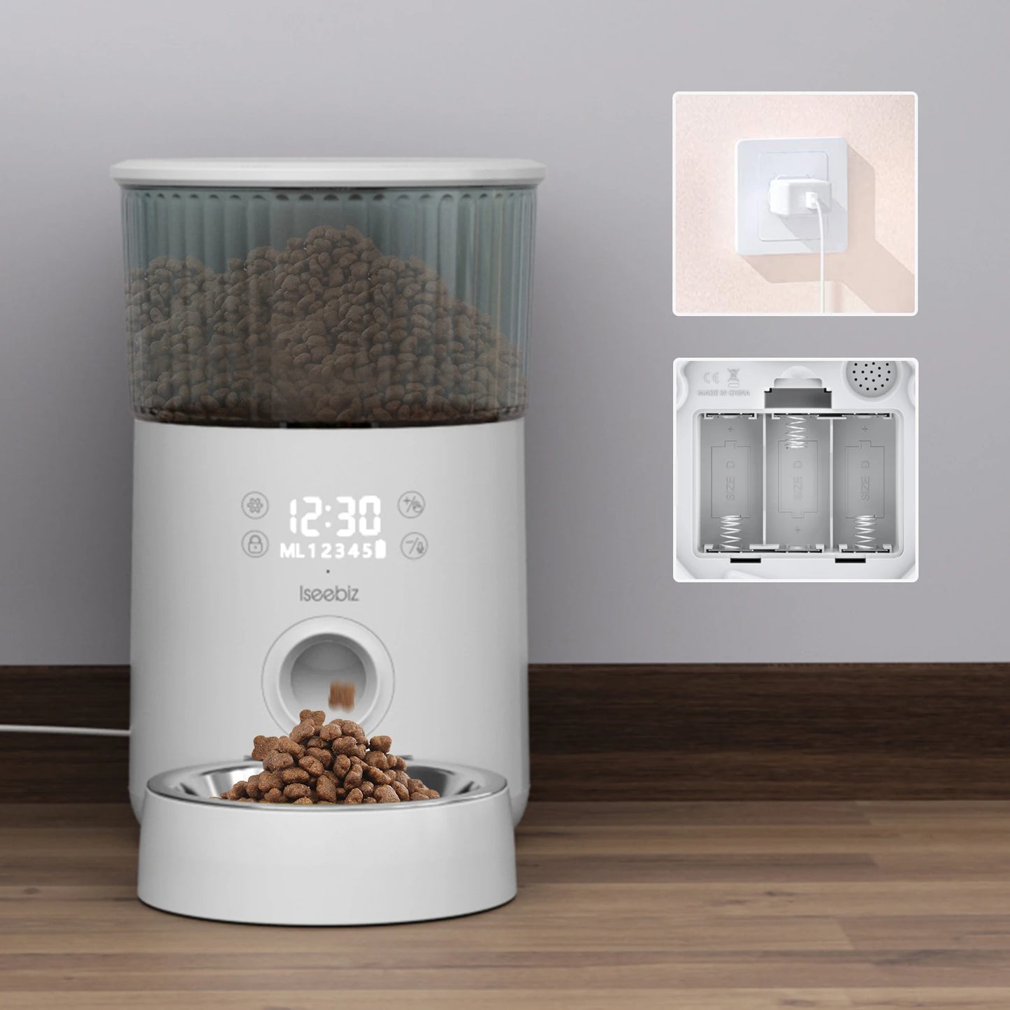 Iseebiz 3L Automatic Pet Feeder With Voice Record - Smart Feeding Solution