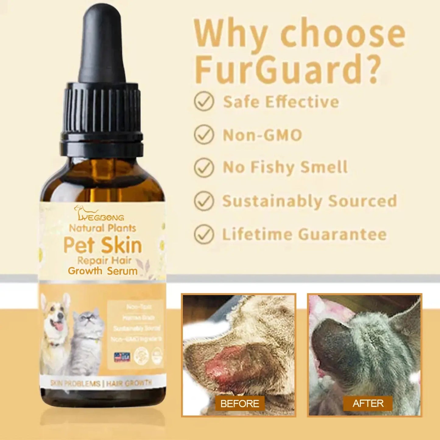 Cat Skin Care Spray Pet Flea Mite Eliminator Dog Itchy Skin Treatment Pet Wound Repair Cat Hair Regrowth Dog Hair Repair Serum WLP Company