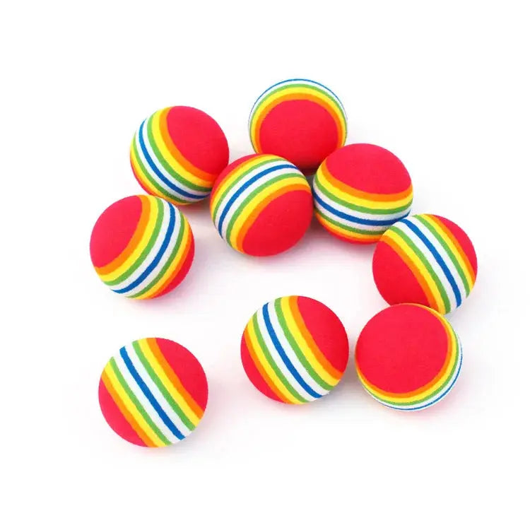 10Pcs Colorful Cat Toy Ball EVA Bite-Resistant Elastic Rainbow Ball Kitten Puppy Chewing Training Interactive Toys Pet Supplies WLP Company