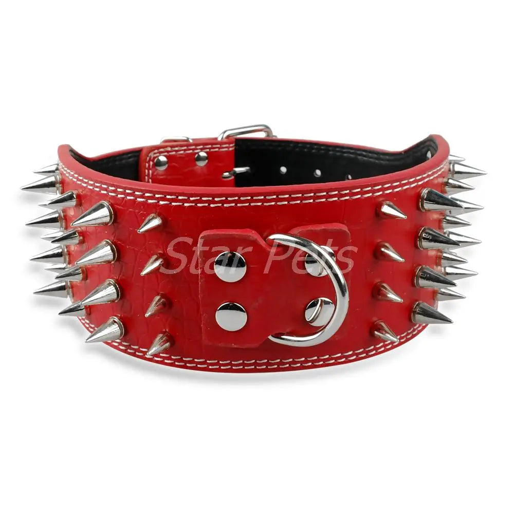 spiked leather collar Wide Leather Collar WLP Company