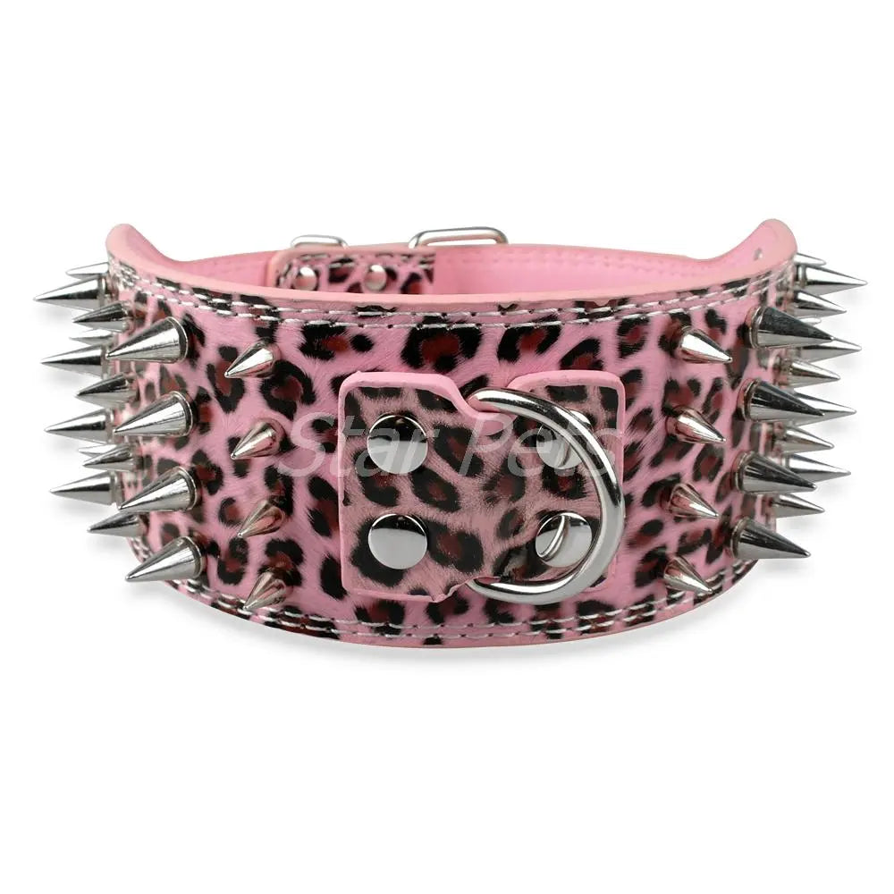 spiked leather collar Wide Leather Collar WLP Company