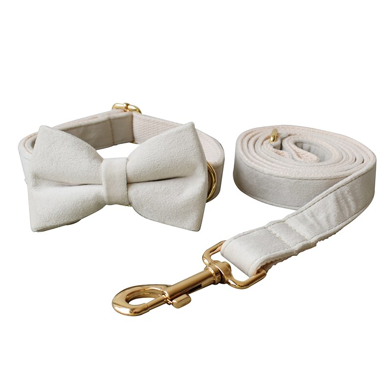 Dog's Elegant Bow Collar and Leash Set