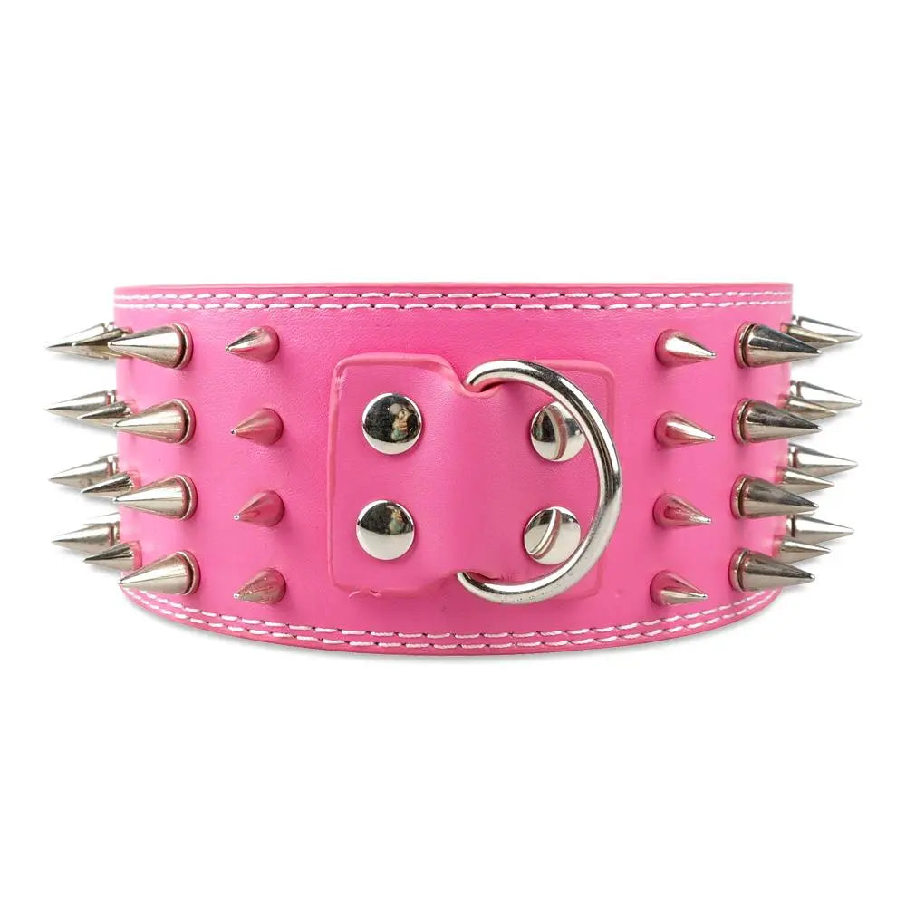spiked leather collar Wide Leather Collar WLP Company