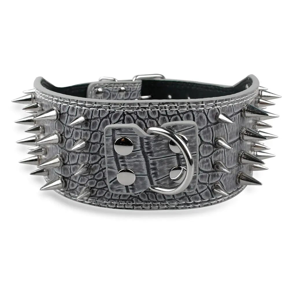 spiked leather collar Wide Leather Collar WLP Company