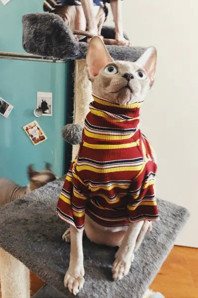 Stylish Cotton Printed Sweater with Necklace for Cats - Fashion Forward Feline Wear WLP Company