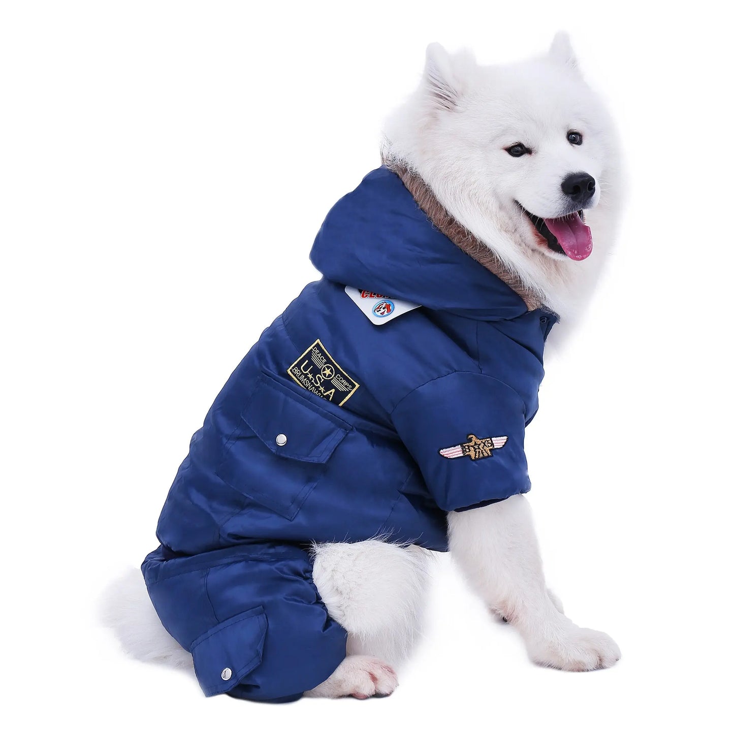 warm winter dog jumpsuit Winter Large Dog Jumpsuit with Pockets - Ultimate Cold Weather Protection WLP Company
